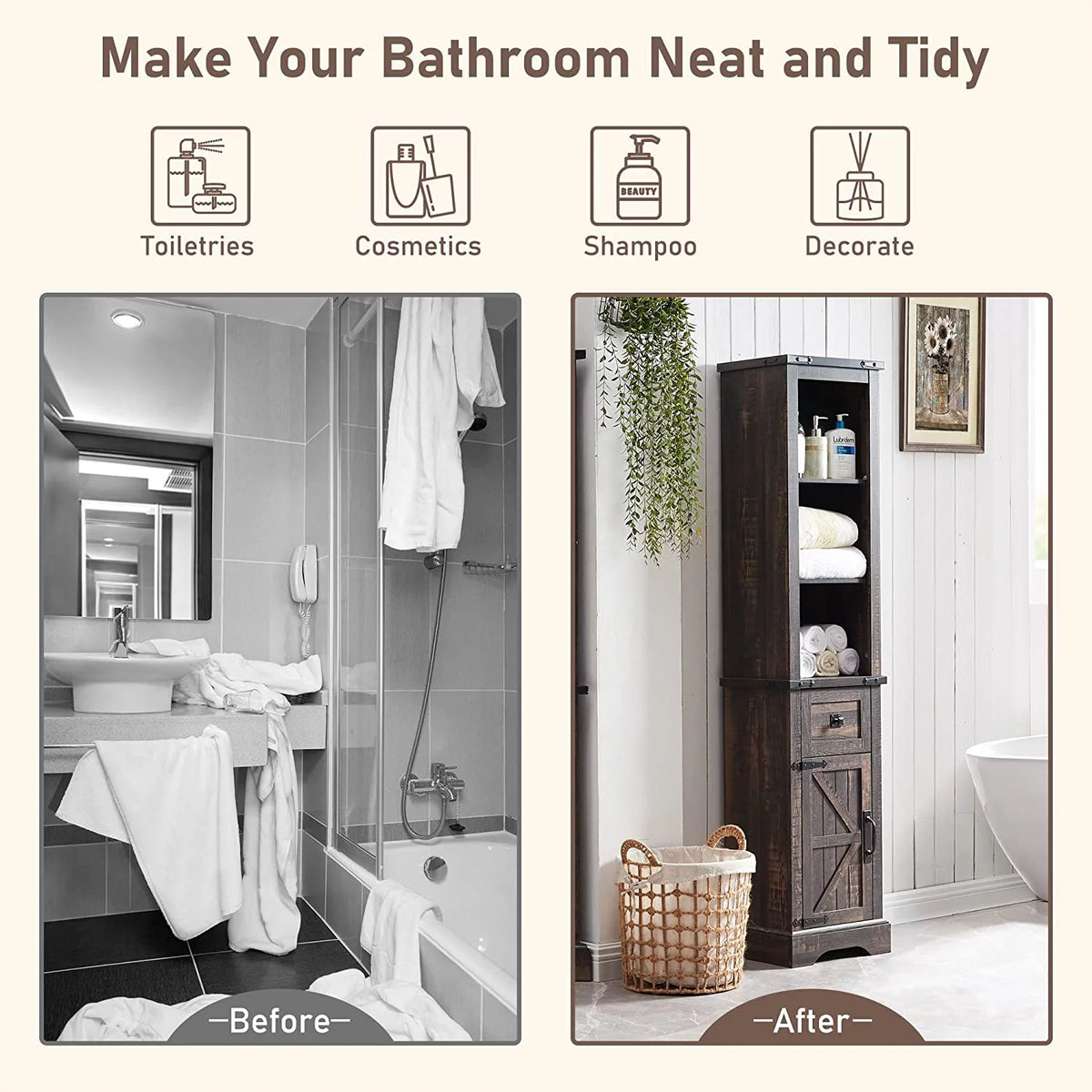 Bathroom Storage Cabinet with Door and Drawer G39065