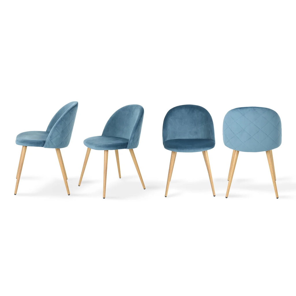 Velvet Dining Chairs Set of 2 with Backrest Blue G1487